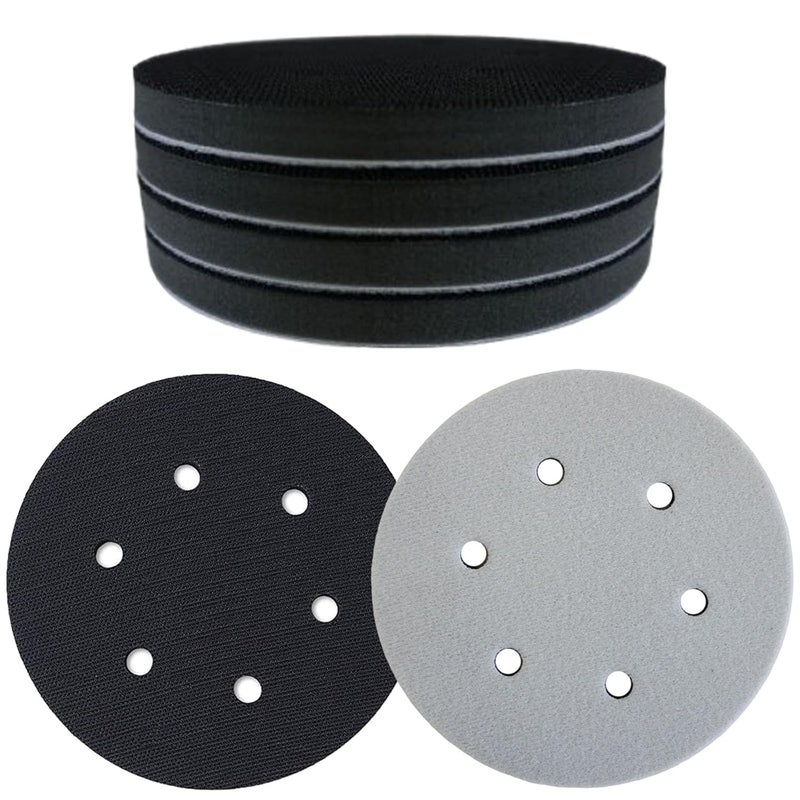 Crossarctic 5 Pack 6 Inch Sanding Interface Pads, Hook and Loop - 6 Inch Soft Density Sponge Cushion Buffer Backing Pads with EVA Foam for Orbital Sander - Image 1